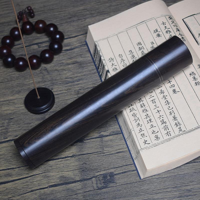 黑檀木质银丝螺钿香筒50g加大号100g放香桶香管装线香整实木家用