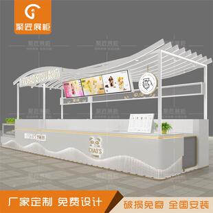 万达商场多经点位铁木中岛展示柜现炒酯奶食品展柜现吃熟食展示台
