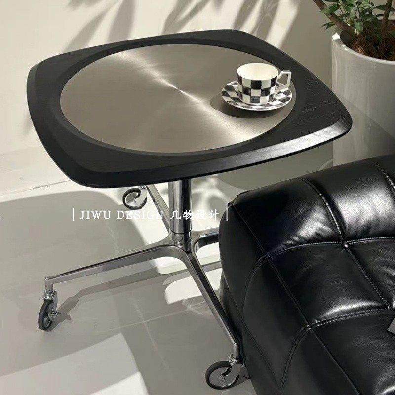 简约可移动升降餐桌家用沙发边几不锈钢阳台休闲小户型咖啡桌带轮,住宅家具,升降茶几,淘宝优惠券,粉丝福利购,淘宝优惠卷