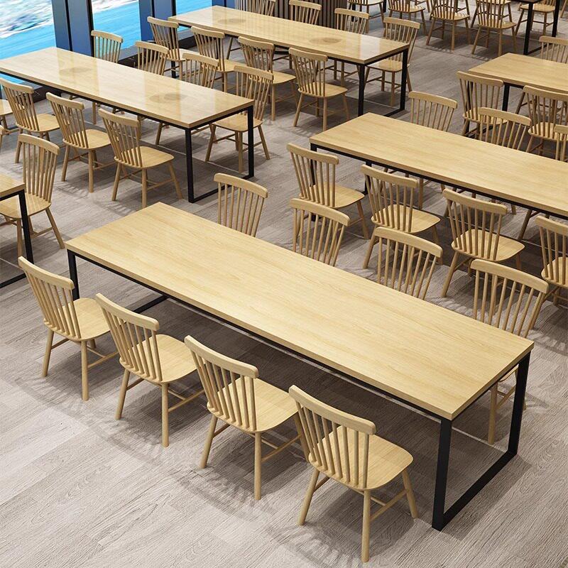 学校教师食堂桌椅公司员工餐厅四人位餐桌椅组合工厂饭堂实木桌椅