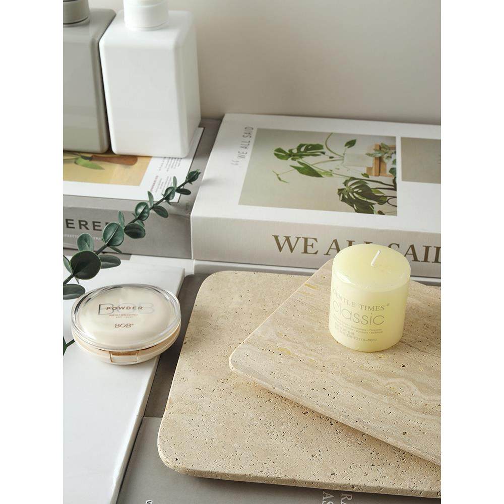 天然石灰华香薰托盘模型房无障碍豪华托盘大理石托盘矩形储物托盘,家居饰品,香薰托盘,淘宝优惠券,粉丝福利购,淘宝优惠卷