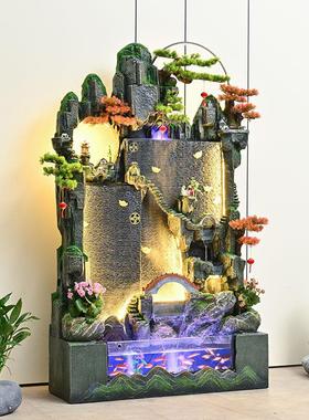 大型假山流水喷泉落地摆件加湿器客厅阳台风水轮循环水幕鱼缸景观