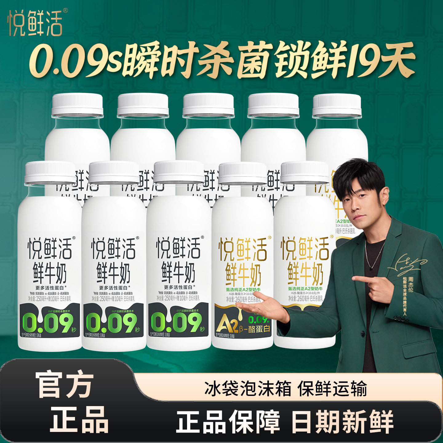 君乐宝悦鲜活鲜牛奶260ml/A2型260/450ml瓶装营养早餐低温鲜牛奶