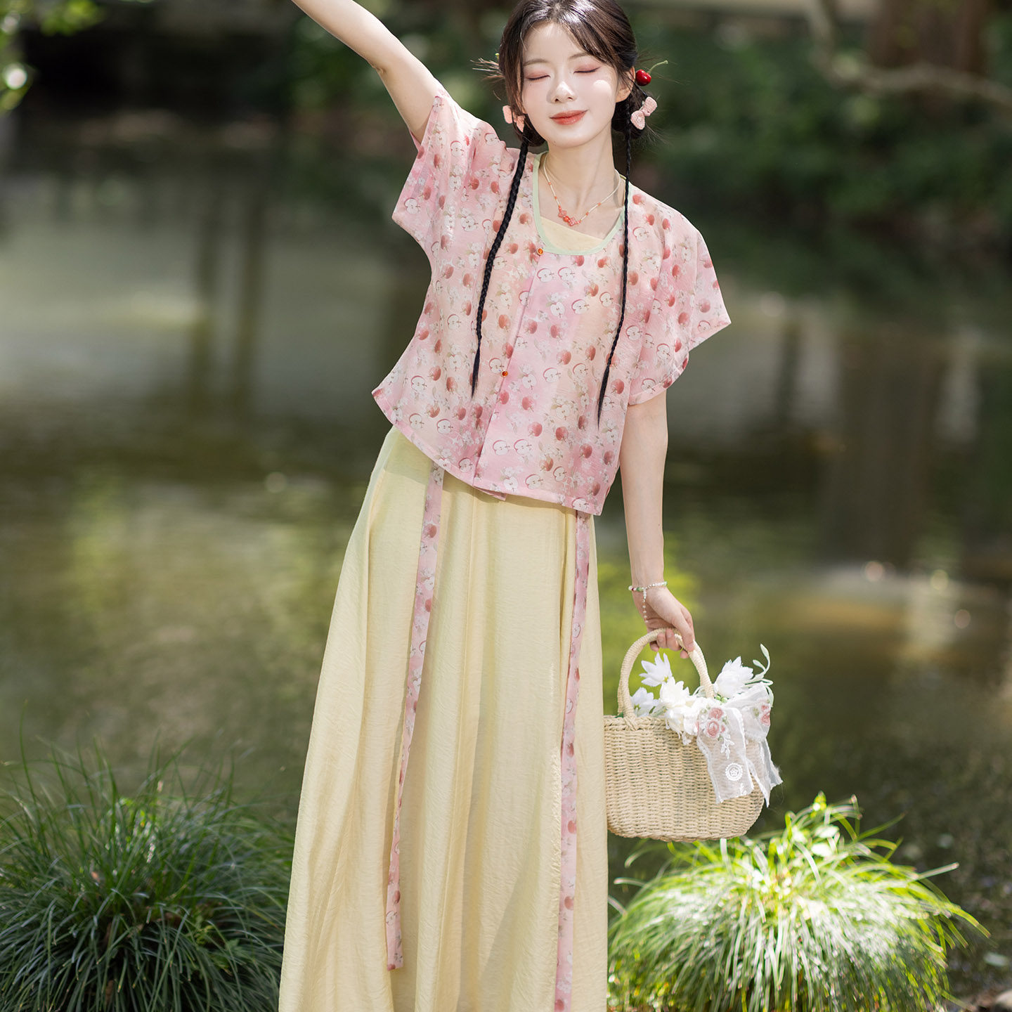 夏季新中式天丝汉服日常套装
