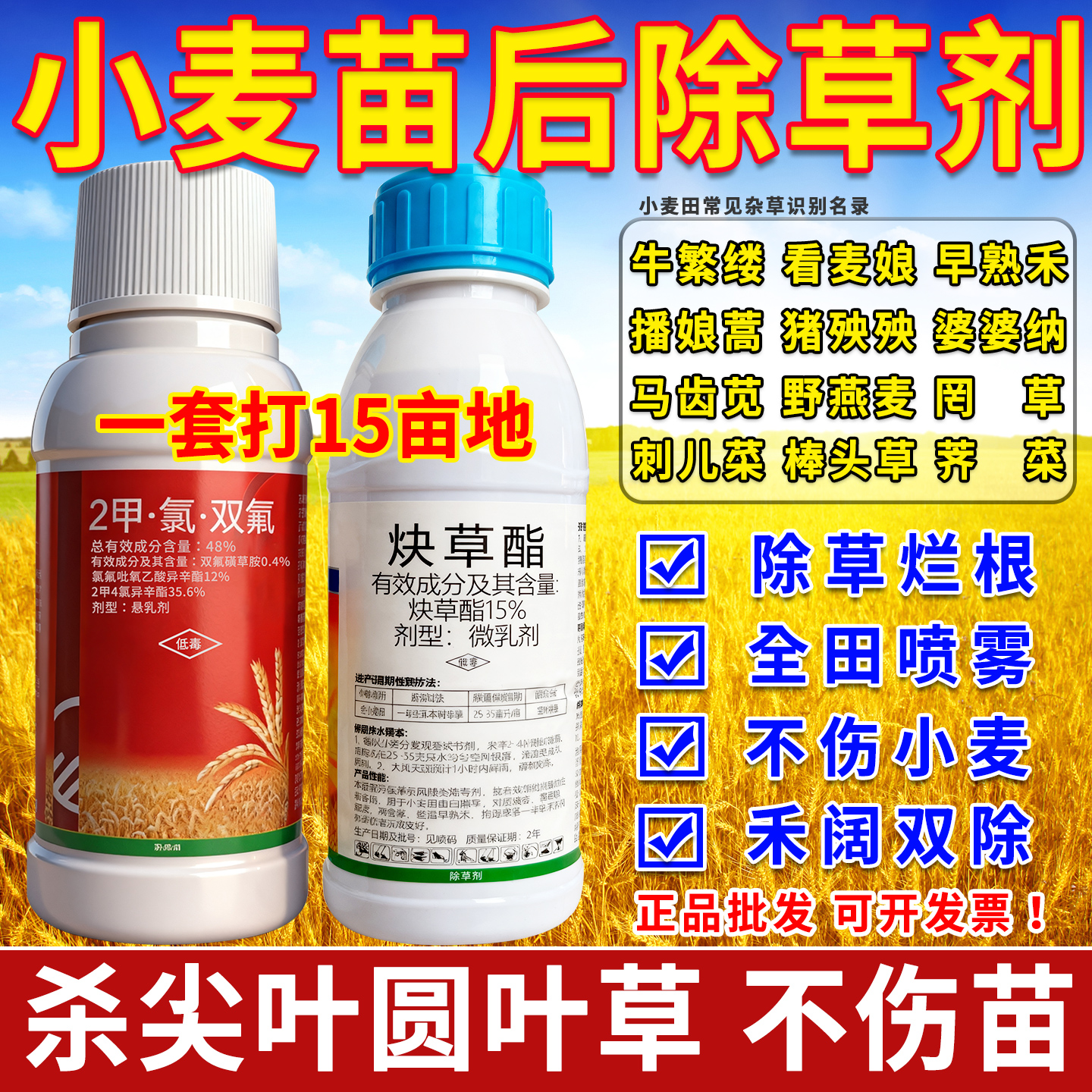 小麦苗后除草烂根剂不伤一颗苗