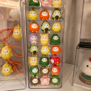 蚂蚁庄园小鸡收纳透明盒桌面手办展示架带盖玩偶防尘盒陈列架盒子