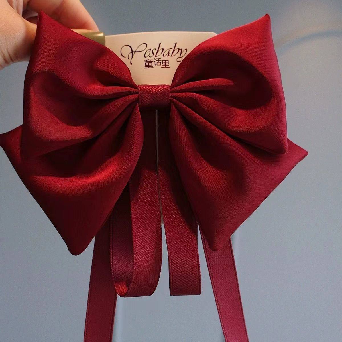 儿童红色绸缎蝴蝶结发夹飘带头饰女童后脑勺夹子女孩发饰公主发卡,饰品/流行首饰/时尚饰品新,发饰,淘宝优惠券,粉丝福利购,淘宝优惠卷