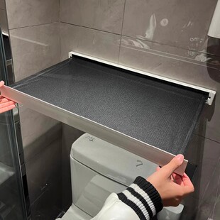 可摺叠伸缩收纳层架晾衣网小型化妆室置物架免打孔挂钩浴室收纳