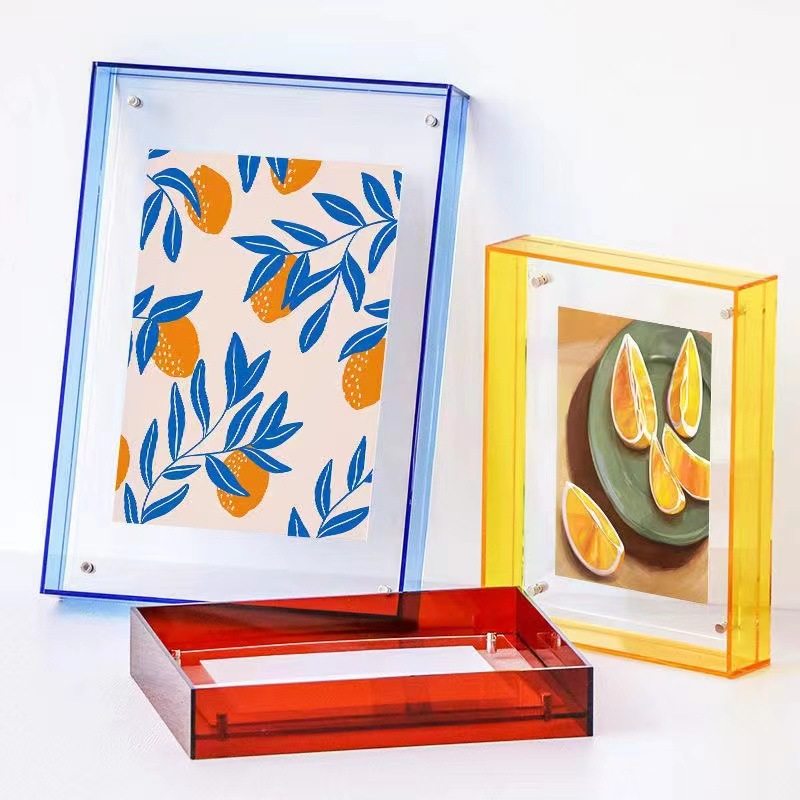 工厂压克力透明相框洗照片摆台装裱挂墙托盘收纳做成彩色画框