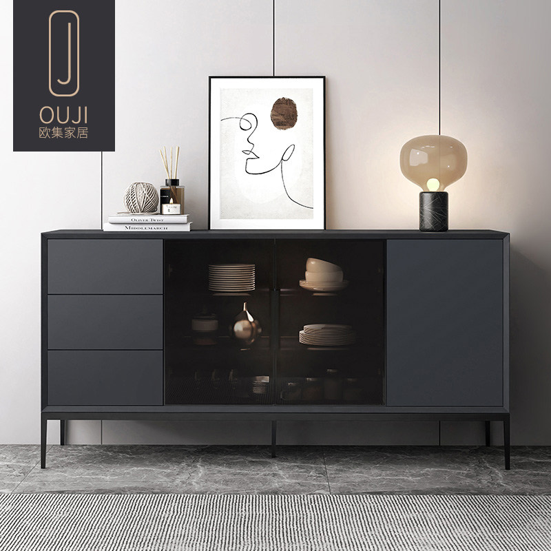 意式极简餐边柜酒柜烤漆现代实木感应灯茶水收纳玄关柜多功能碗柜,住宅家具,餐边柜,淘宝优惠券,粉丝福利购,淘宝优惠卷