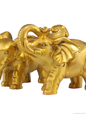 纯铜象摆件一对吸水大象客厅酒柜家居乔迁办公室店铺装饰工艺礼品