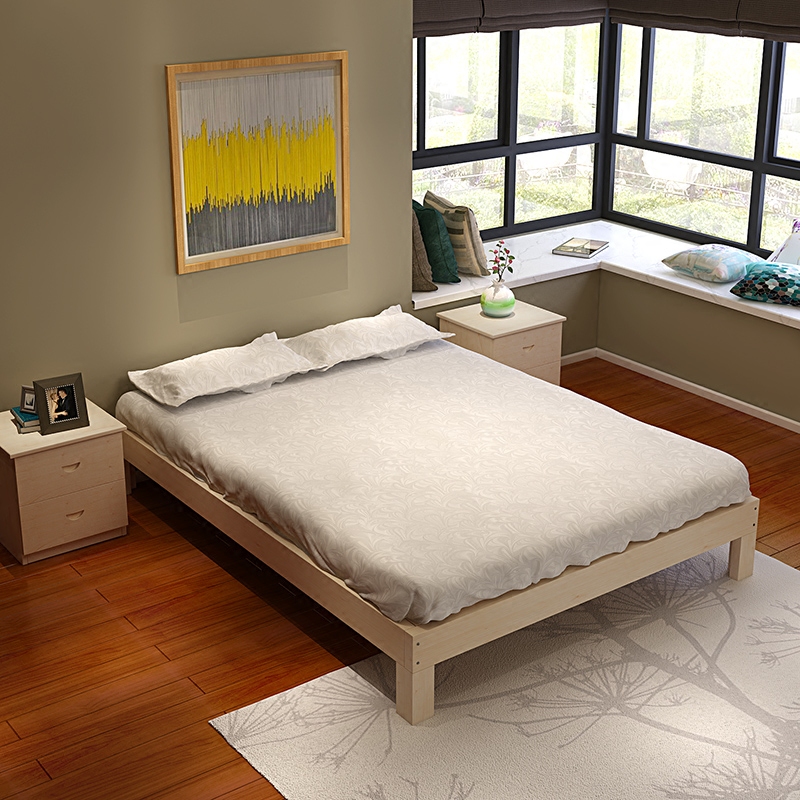 简约实木单人床1.5硬板床双人1.8排骨床架榻榻米加宽床简易床定制