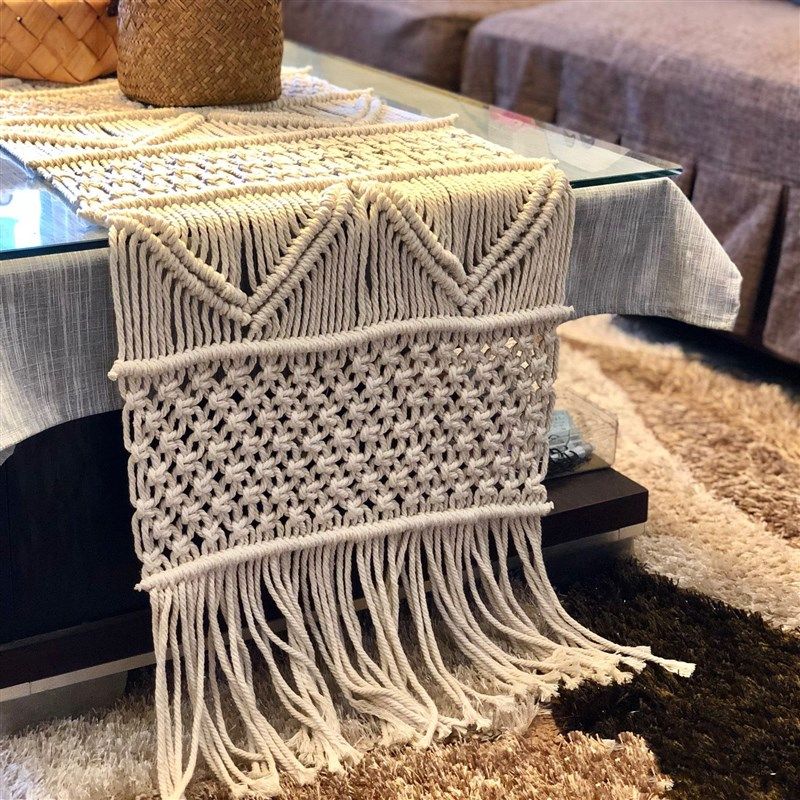 手工编织波西米亚餐桌桌旗现代简约茶几桌垫编织毯桌布床旗床尾巾,居家布艺,桌旗,淘宝优惠券,粉丝福利购,淘宝优惠卷