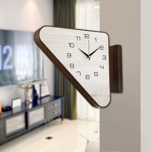 2024新款个性木质双面挂钟家用两面石英钟个性现代简约时尚壁挂钟