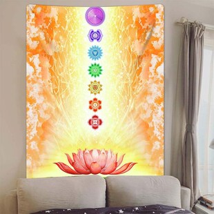彩虹七轮脉挂布曼陀罗背景布房间装 饰O墙布画布冥想大挂毯