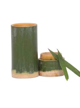 家用带盖竹子杯  绿色竹水杯 天然竹制茶杯 新鲜现做竹筒杯子包邮