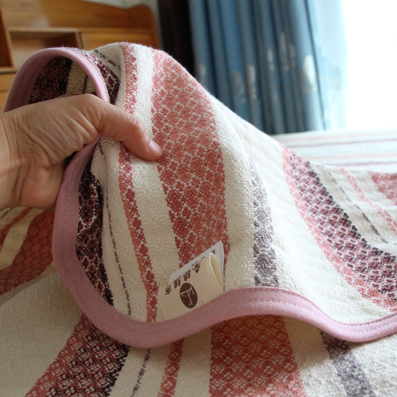 高端双面用提花老粗布凉席三件套加厚全棉床单1.51.8米床睡单