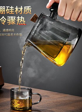 烟灰色煮茶壶耐热玻璃煮茶器电陶炉小型加厚蒸茶壶泡茶喝茶茶具