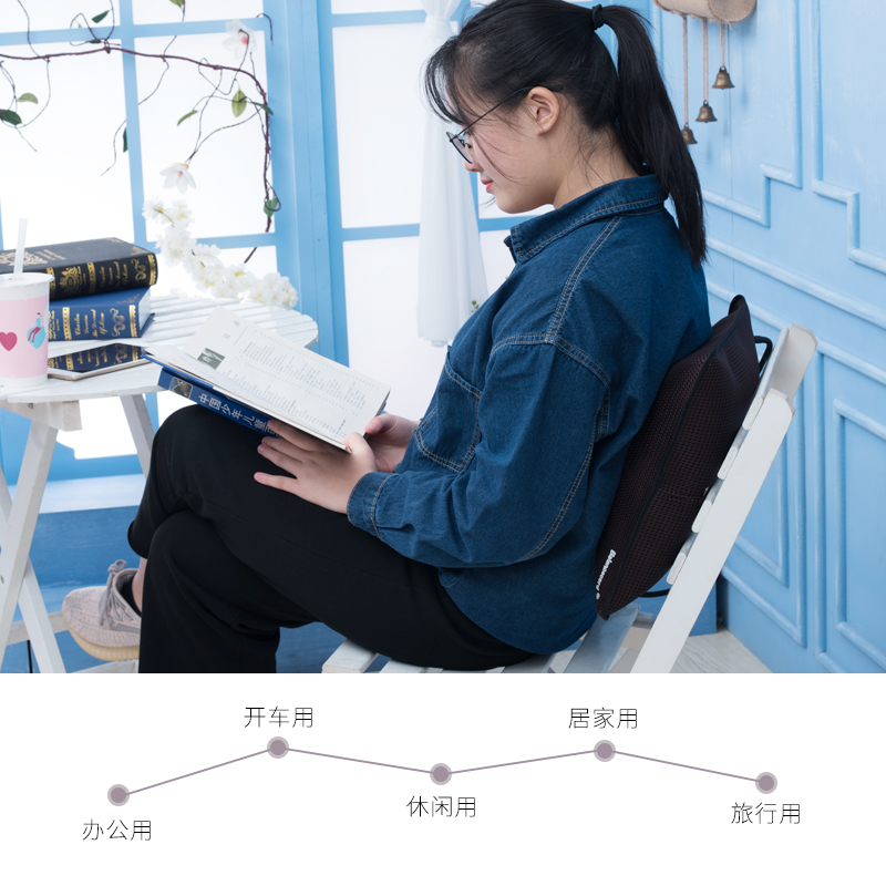 汽车充气腰靠透气腰垫护腰靠垫办公椅顶腰垫靠背夏季便携旅行靠枕
