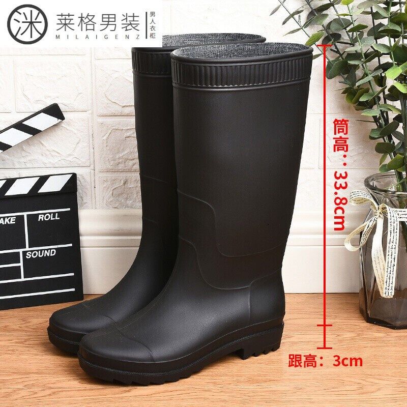 水鞋高筒男加绒春季新款可拆卸内胆牛津底工地工作劳保雨鞋磨砂纯