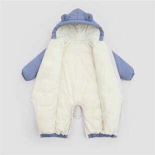冬季新款婴幼儿羽绒棉爬服新生儿加绒加厚抱衣男女宝宝连体衣哈衣