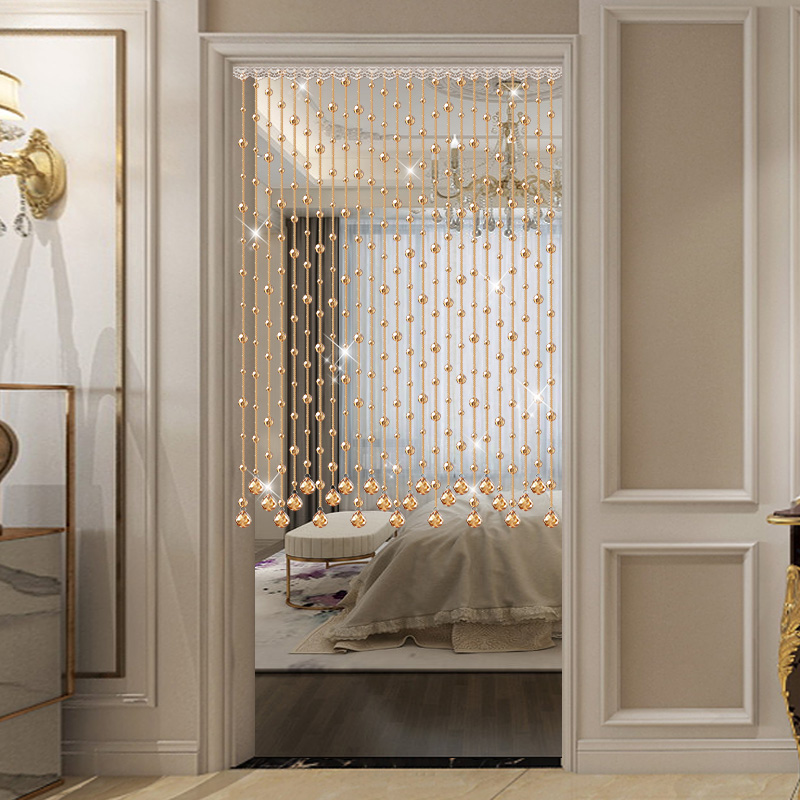 水晶珠帘门帘欧式隔断帘家用奢华过道卧室婚房客厅装饰挂帘免打孔