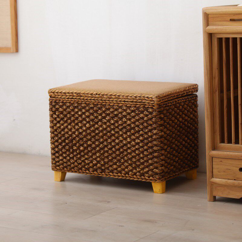 储物凳拖鞋换鞋凳子长条床尾凳样板间鞋套收纳凳多功能草藤编收纳