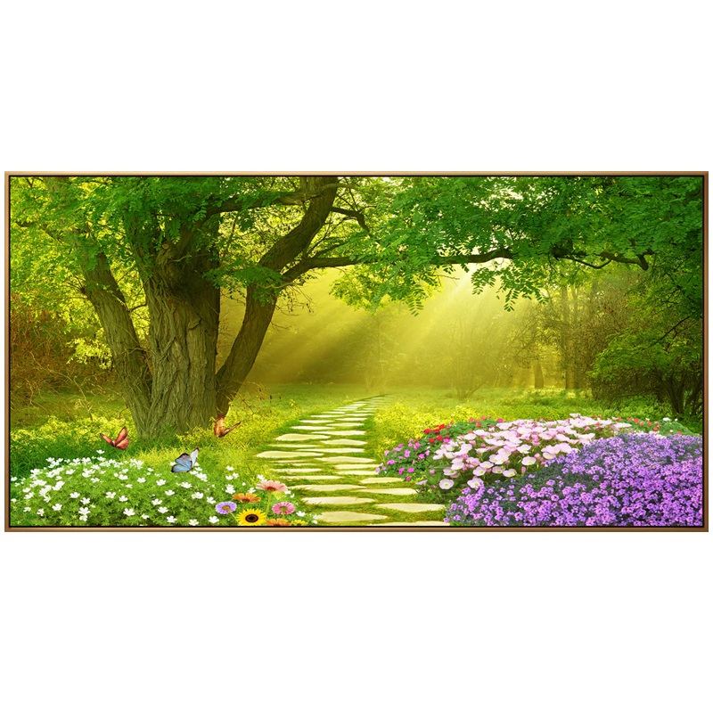 现代森林风景客厅装饰墙画餐厅卧室花草树木树林阳光小路清新挂画