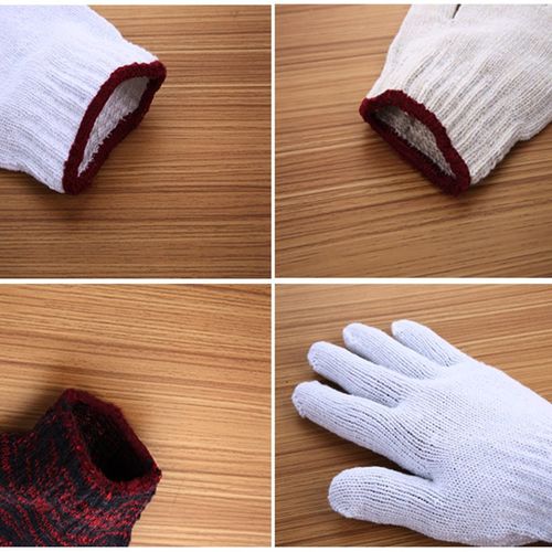 手套劳保耐磨工作纱加厚棉线白色尼龙防护棉手套透气防滑军手