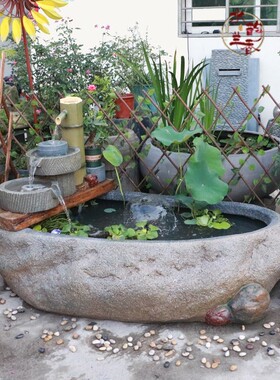 假山喷泉流水景观鱼池鱼缸t水池阳台庭院花园室外露台装饰造景摆
