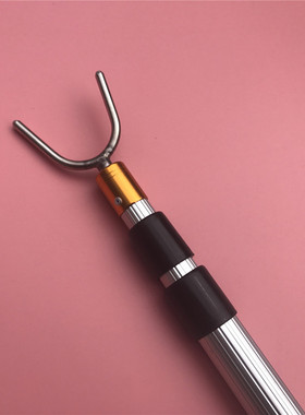 加厚黑色蓝色铝合金伸缩杆加粗U型衣叉杆 自由定位杆 阳台撑衣竿