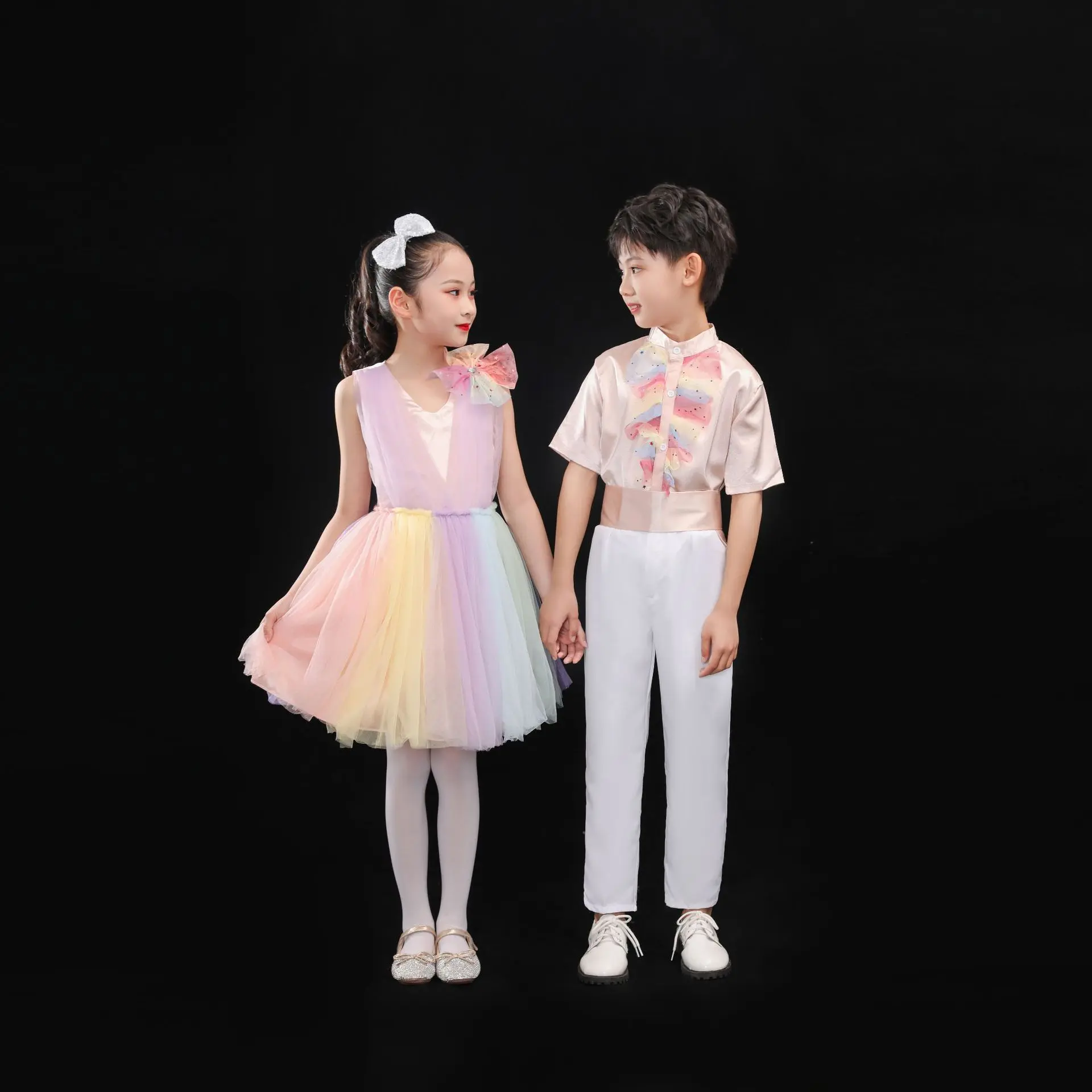 六一儿童节演出礼服合唱服中小学生合唱团女童公主裙舞蹈表演服装