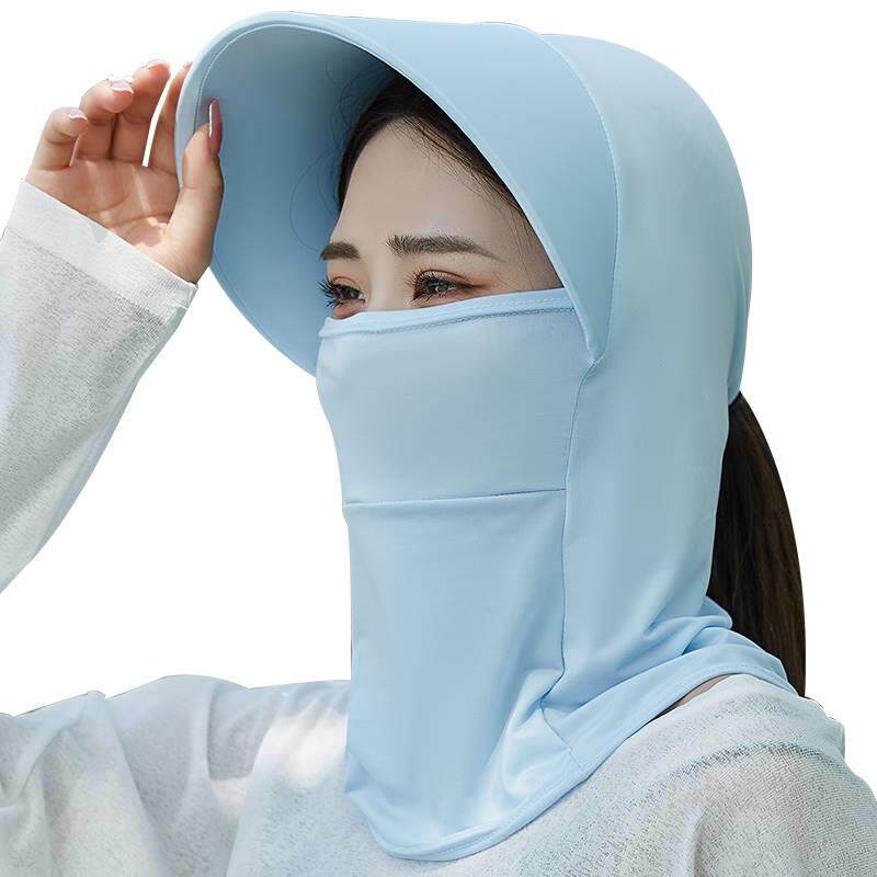 防晒面纱帽子面罩一体女