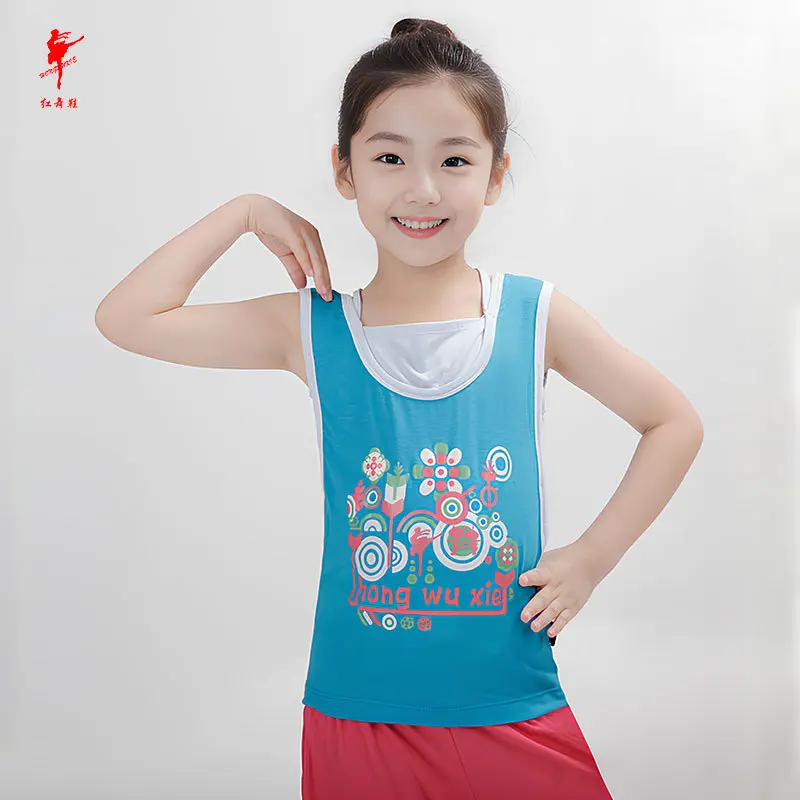 红舞鞋舞蹈服丝光棉挂脖背心透气印花运动运动休闲舞服35132
