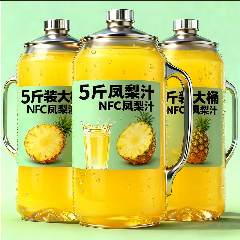 【1250ml*2瓶】100%NFC凤梨汁酸甜解渴家庭分享装果汁饮料新日期