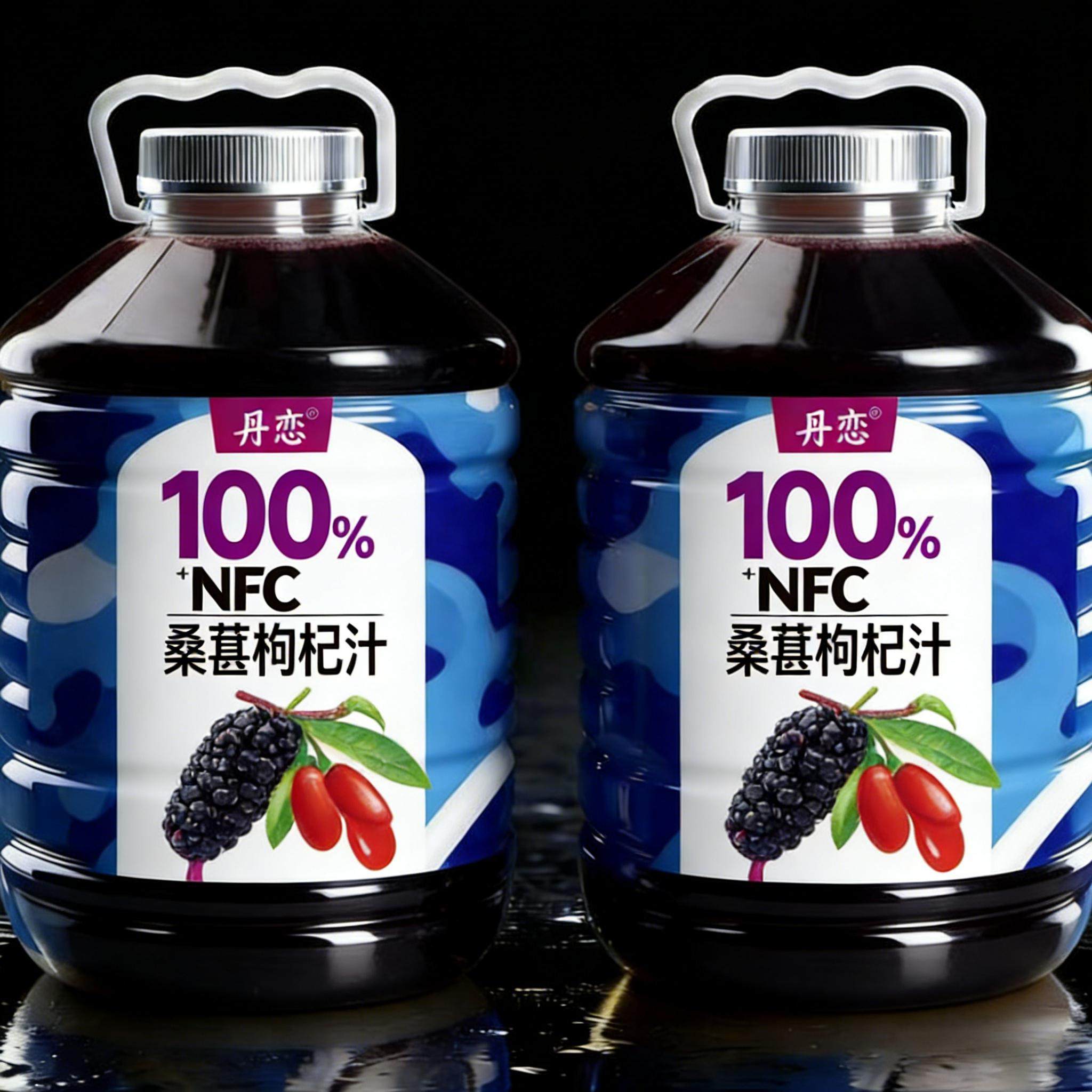 【到手2大瓶】100%枸杞桑葚汁nfc鲜榨果汁饮料0添加原浆整箱批发