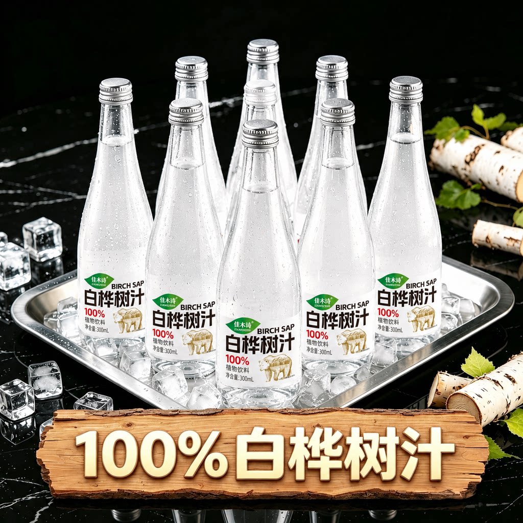 【到手整箱】100%白桦树汁300ml*6瓶装无添加剂无糖健康植物饮料