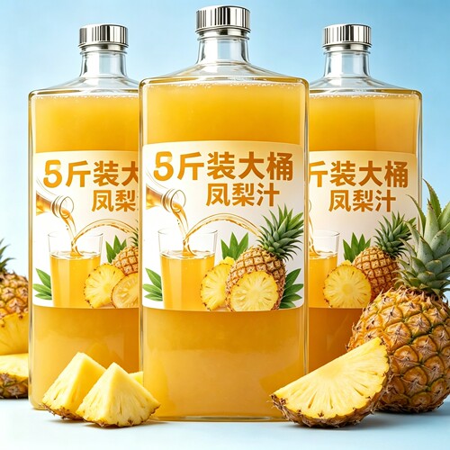 【1250ml*4瓶】100%凤梨汁VC果汁大瓶解渴畅饮酸甜好喝植物饮料