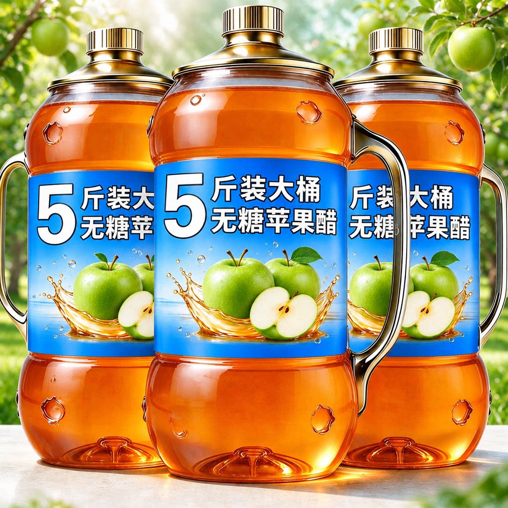 无糖苹果醋饮料2.5L/瓶整箱0添加蔗糖含苹果原醋酸甜解腻果味饮料
