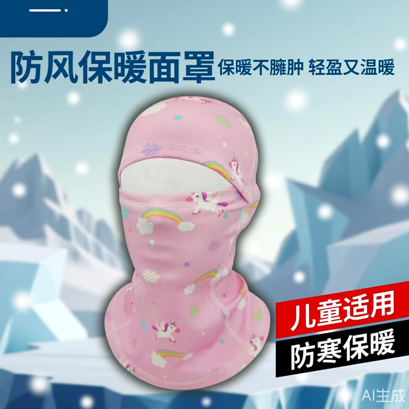 秋冬加绒保暖护脸装备防寒儿童滑雪面罩冬季小孩头套男女防风面巾