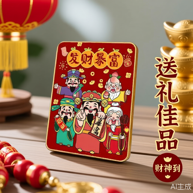 客厅办公室桌面礼物网红暴富财神爷摆件发财创意摆台件装饰画国潮,家居饰品,桌面摆台画,淘宝优惠券,粉丝福利购,淘宝优惠卷