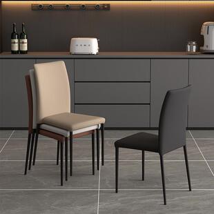 可好2025新款意式极简餐椅家用小户型猫抓皮轻奢麻将椅子可叠放