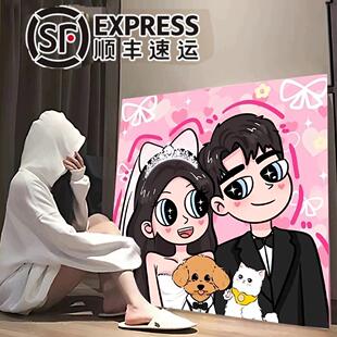 星蝶公主画 画像定制真人照片手绘卡通头像画 画生日礼物装饰画