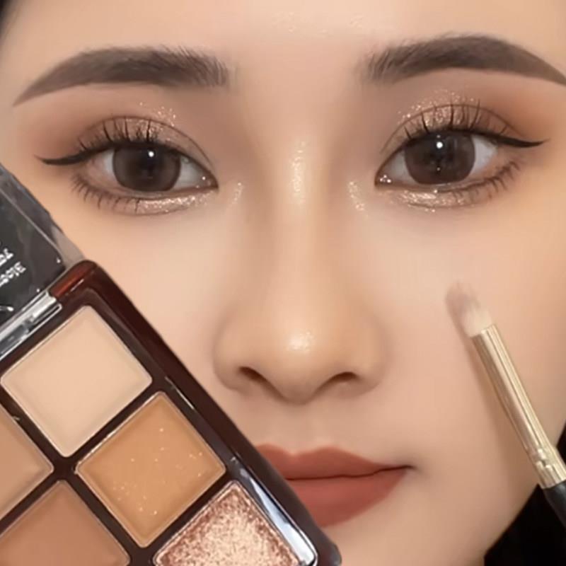 九色眼影盘不脱妆哑光高光修容大地色经典百搭珠光眼影初学者眼妆