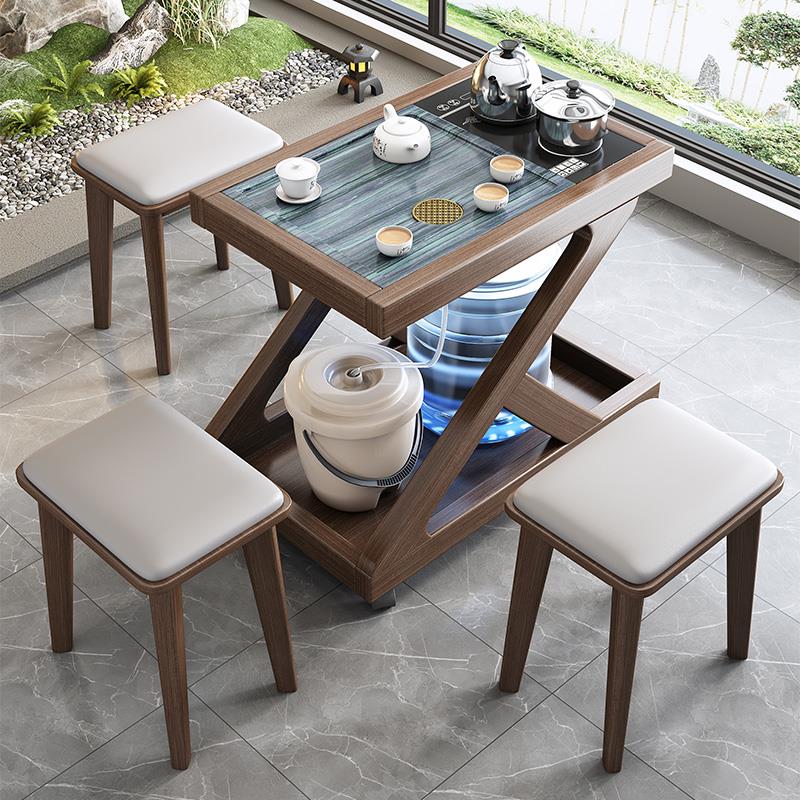 全实木茶桌家用小茶台客厅办公室侧边茶水柜小户型阳台可移动茶几