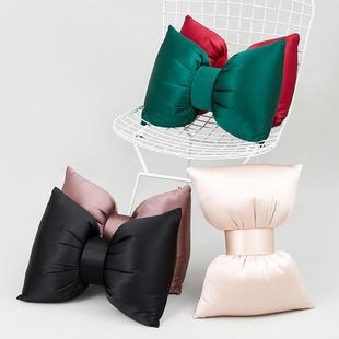 Cnsilk 100%桑蚕真丝颈枕汽车车载头枕腰靠枕旅行出游蝴蝶结枕头