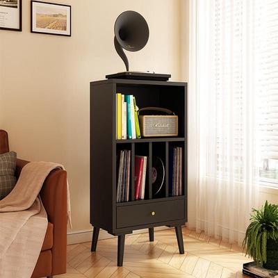 实木黑胶唱片柜CD机架收纳柜留声机柜子落地矮书架杂志柜客厅边柜