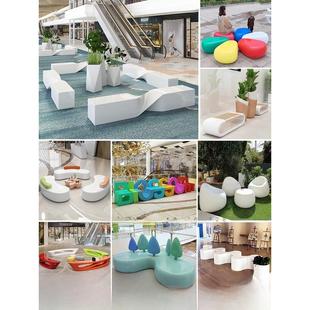 玻璃钢座椅户外公共休息区等候区网红字母坐凳创意美陈商场休闲椅