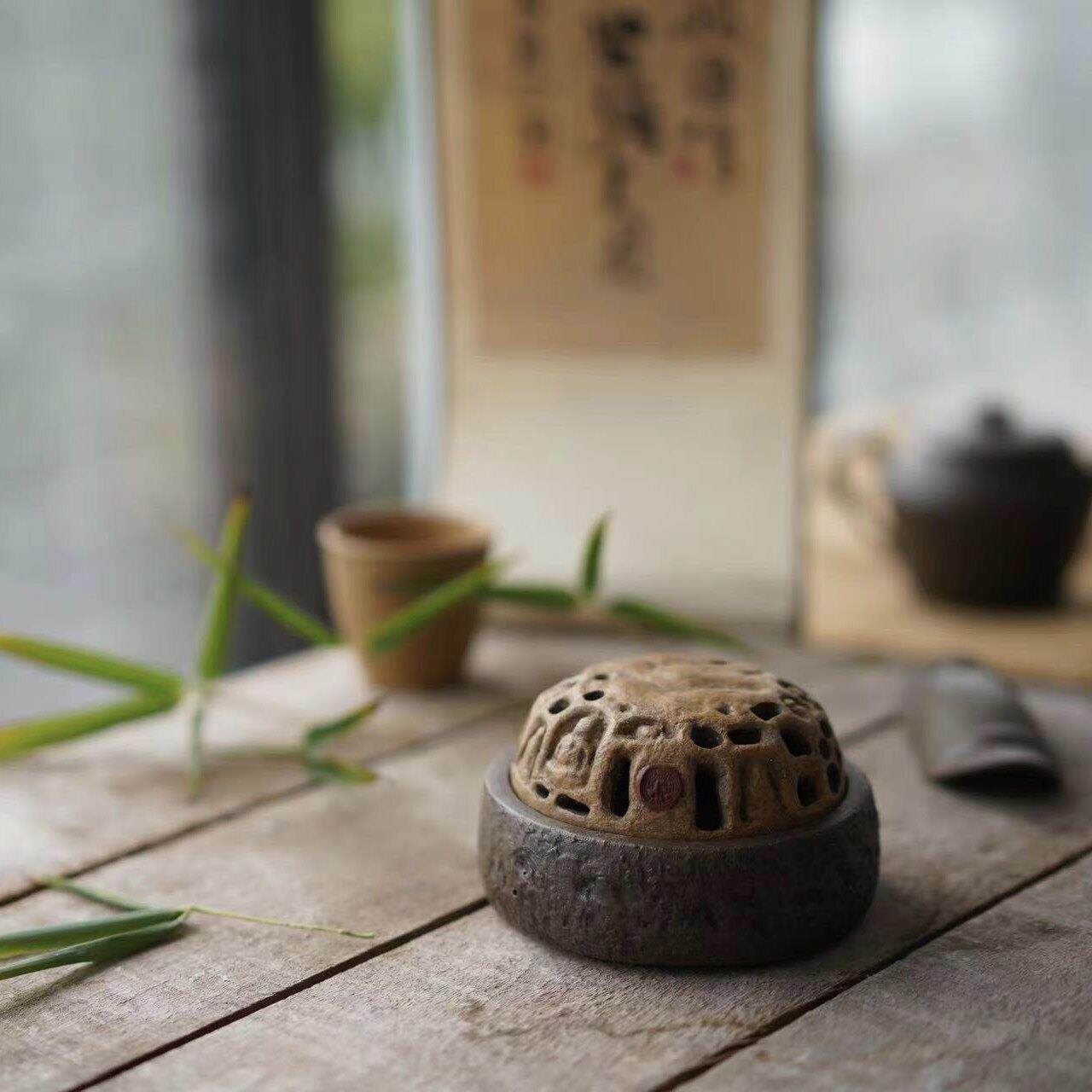 芸器宜兴原矿紫砂手工制作紫砂香熏炉檀香盘香香炉茶室书房摆件