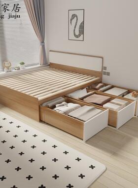 定制储物大抽屉床小户型全拉床箱实木排骨架铺板高箱榻榻米软包床